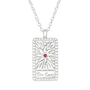 925 Sterling Silver “The Sun” Amulet Necklace – Ruby Gemstone, Tarnish-F…